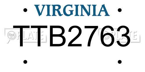 TTB2763 Virginia License Plate