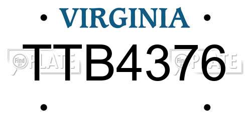 TTB4376 Virginia License Plate