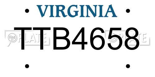 TTB4658 Virginia License Plate
