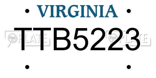 TTB5223 Virginia License Plate