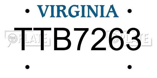 TTB7263 Virginia License Plate