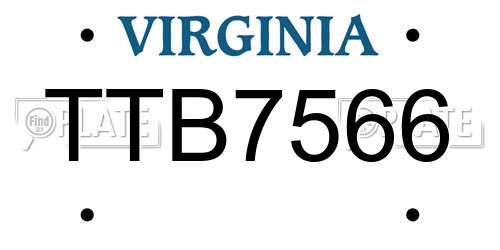 TTB7566 Virginia License Plate