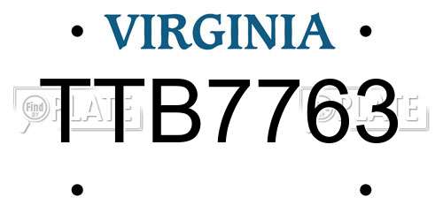 TTB7763 Virginia License Plate