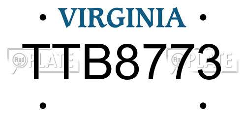 TTB8773 Virginia License Plate