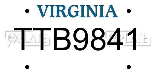 TTB9841 Virginia License Plate