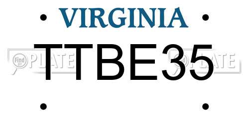 TTBE35 Virginia License Plate