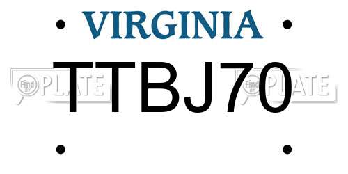 TTBJ70 Virginia License Plate