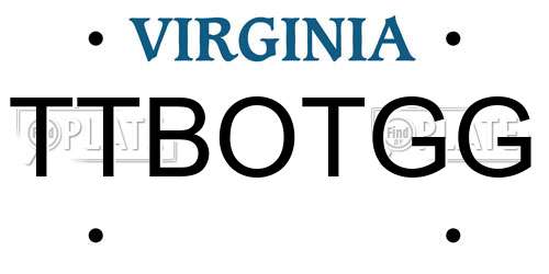 TTBOTGG Virginia License Plate