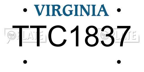 TTC1837 Virginia License Plate