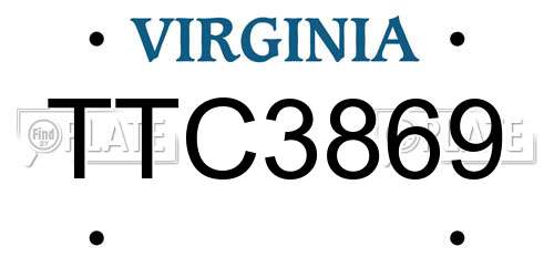 TTC3869 Virginia License Plate