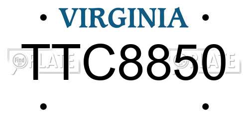 TTC8850 Virginia License Plate