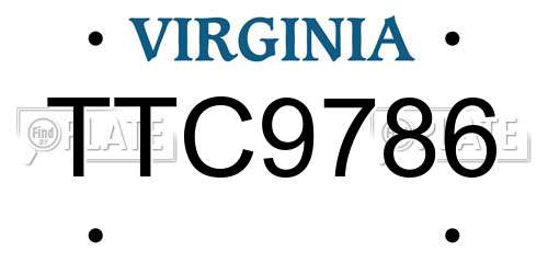 TTC9786 Virginia License Plate
