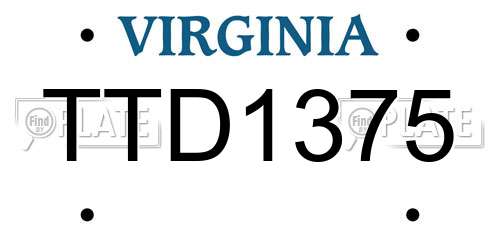 TTD1375 Virginia License Plate