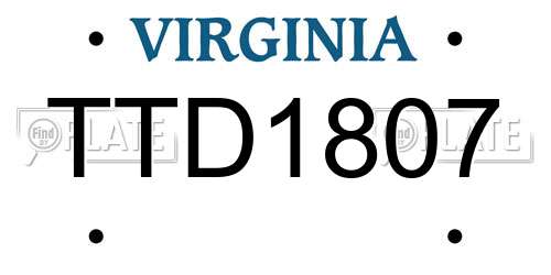 TTD1807 Virginia License Plate