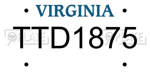 TTD1875 Virginia License Plate