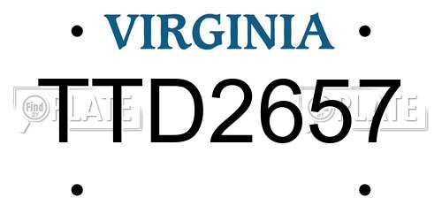 TTD2657 Virginia License Plate