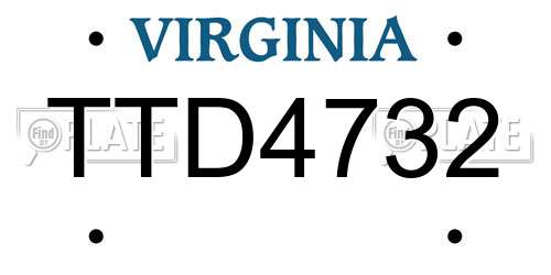 TTD4732 Virginia License Plate