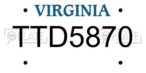 TTD5870 Virginia License Plate