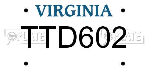 TTD602 Virginia License Plate