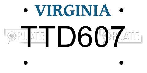 TTD607 Virginia License Plate