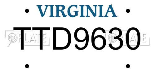 TTD9630 Virginia License Plate