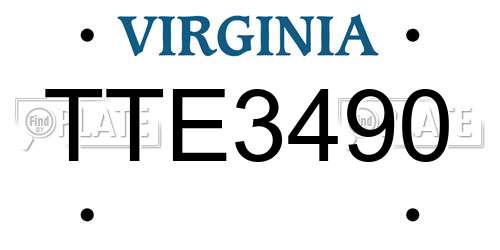 TTE3490 Virginia License Plate