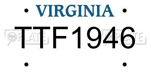 TTF1946 Virginia License Plate