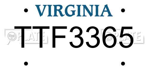 TTF3365 Virginia License Plate
