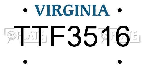 TTF3516 Virginia License Plate
