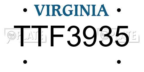 TTF3935 Virginia License Plate