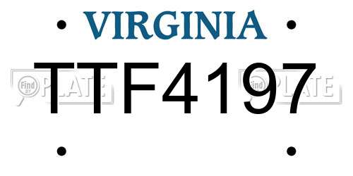 TTF4197 Virginia License Plate