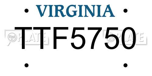 TTF5750 Virginia License Plate