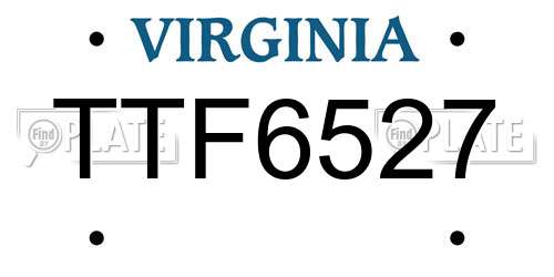 TTF6527 Virginia License Plate