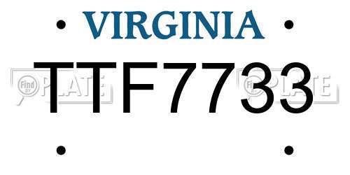 TTF7733 Virginia License Plate