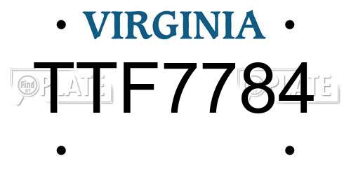 TTF7784 Virginia License Plate