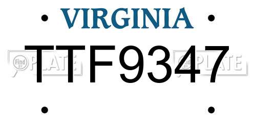 TTF9347 Virginia License Plate