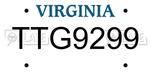 TTG9299 Virginia License Plate