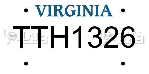 TTH1326 Virginia License Plate