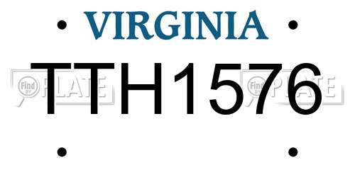 TTH1576 Virginia License Plate