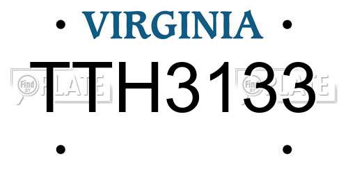 TTH3133 Virginia License Plate