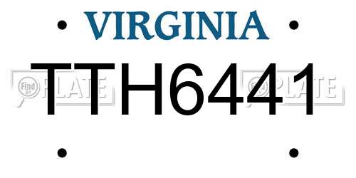 TTH6441 Virginia License Plate
