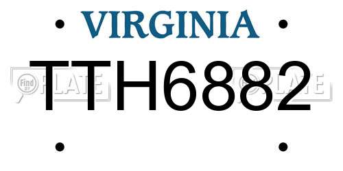 TTH6882 Virginia License Plate