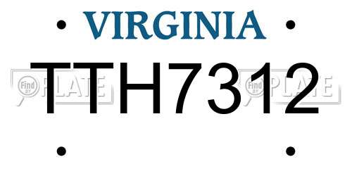 TTH7312 Virginia License Plate