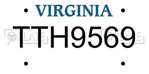TTH9569 Virginia License Plate