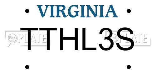 TTHL3S Virginia License Plate