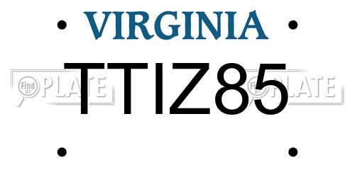 TTIZ85 Virginia License Plate