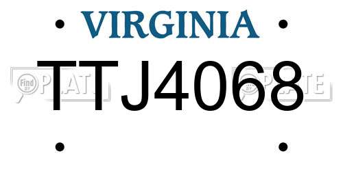 TTJ4068 Virginia License Plate
