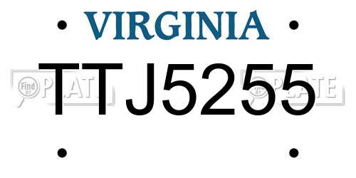 TTJ5255 Virginia License Plate