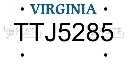 TTJ5285 Virginia License Plate