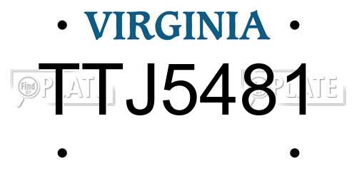 TTJ5481 Virginia License Plate